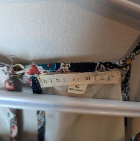 Hint of Mint Boho Navy, Red & Beige Patterned Sleeveless Shift Dress Women XL - Picture 7 of 10